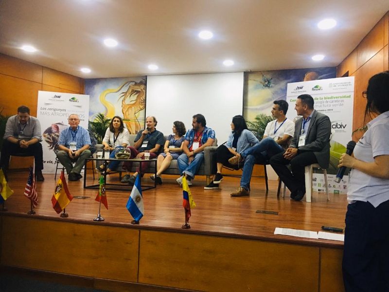 Pesquisadores de diferentes países discutindo sobre os avanços da Ecologia de rodovias durante a Escola de Desenvolvimento Sustentável em Medellín, Colômbia