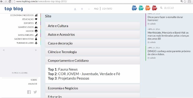 Página com o resultado do concourso